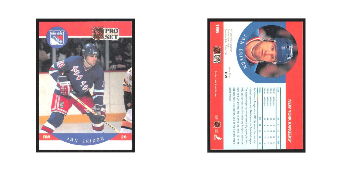 1990 Pro Set Jan Erixon New York Rangers #195