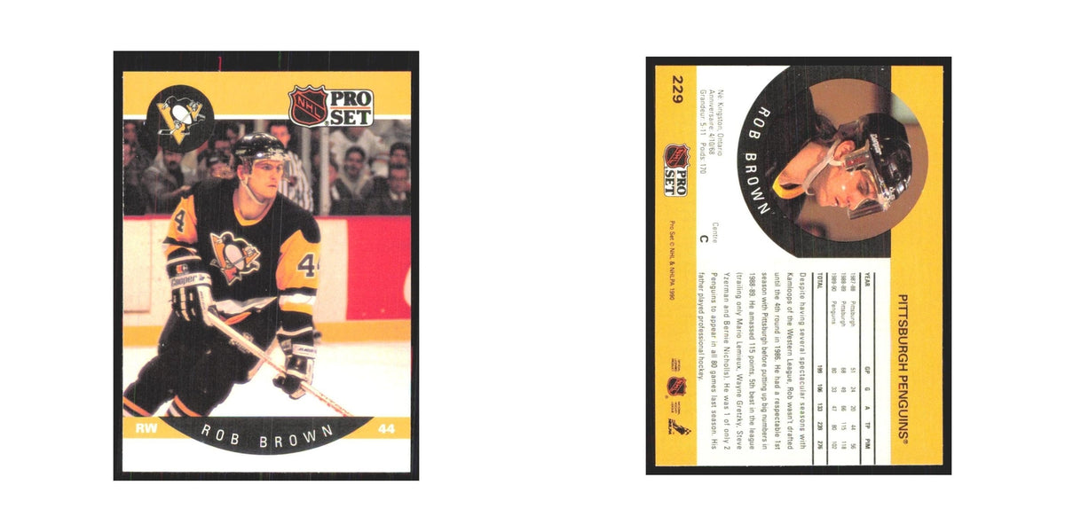 1990 Pro Set Rob Brown Pittsburgh Penguins #229