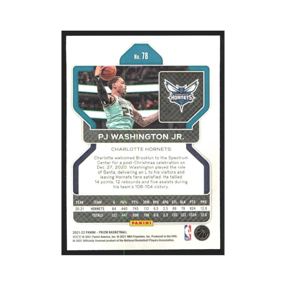 2021 Panini Prizm PJ Washington Jr. Hornets #78