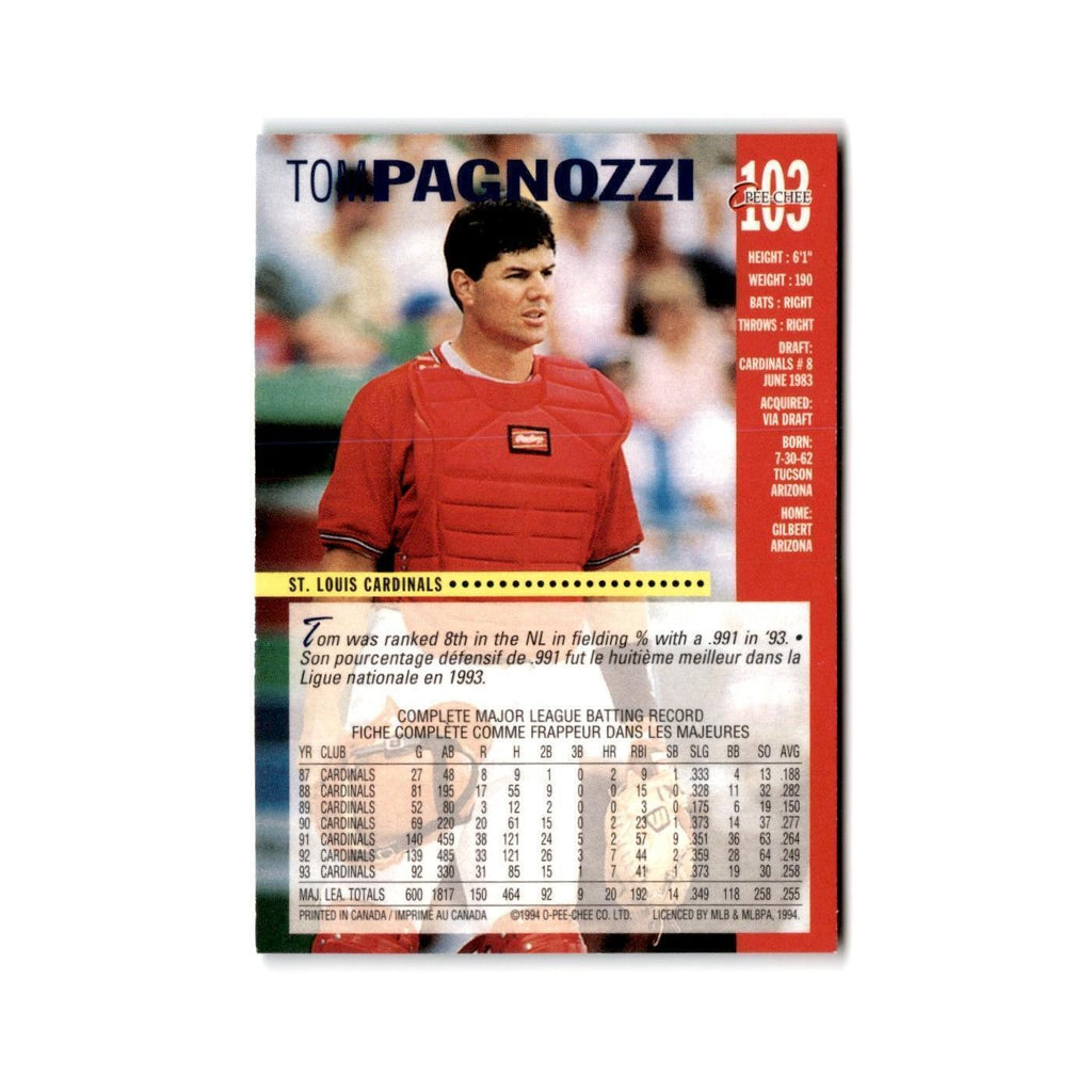 Tom Pagnozzi 1994 O-Pee-Chee #103 St. Louis Cardinals Baseball Card NM