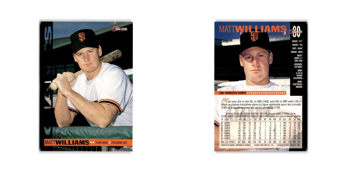 Matt Williamms 1994 O-Pee-Chee #80 San Francisco Giants Baseball Card NM