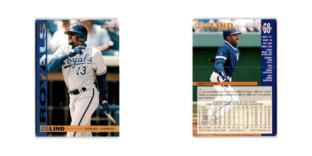 Jose Lind 1994 O-Pee-Chee #68 Kansas City Royals Baseball Card NM