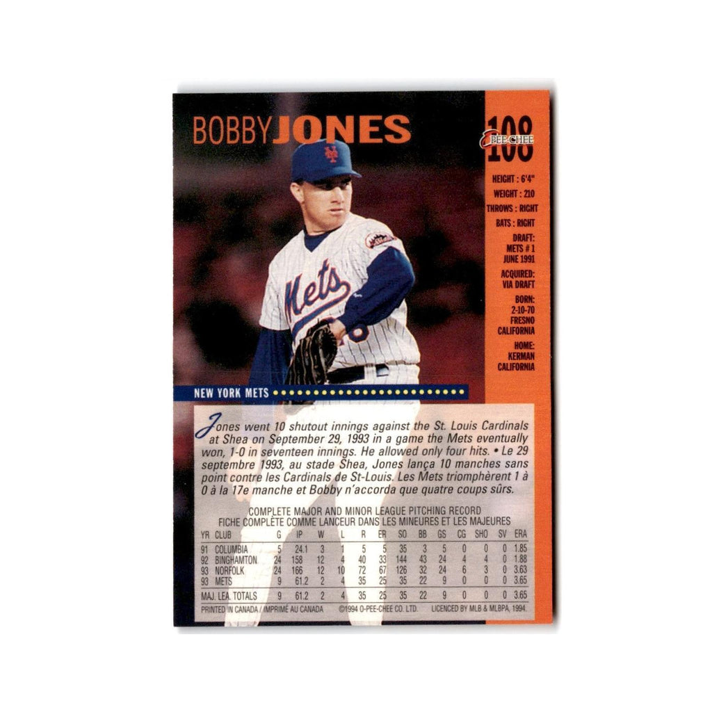 Bobby Jones 1994 O-Pee-Chee #108 New York Mets Baseball Card NM