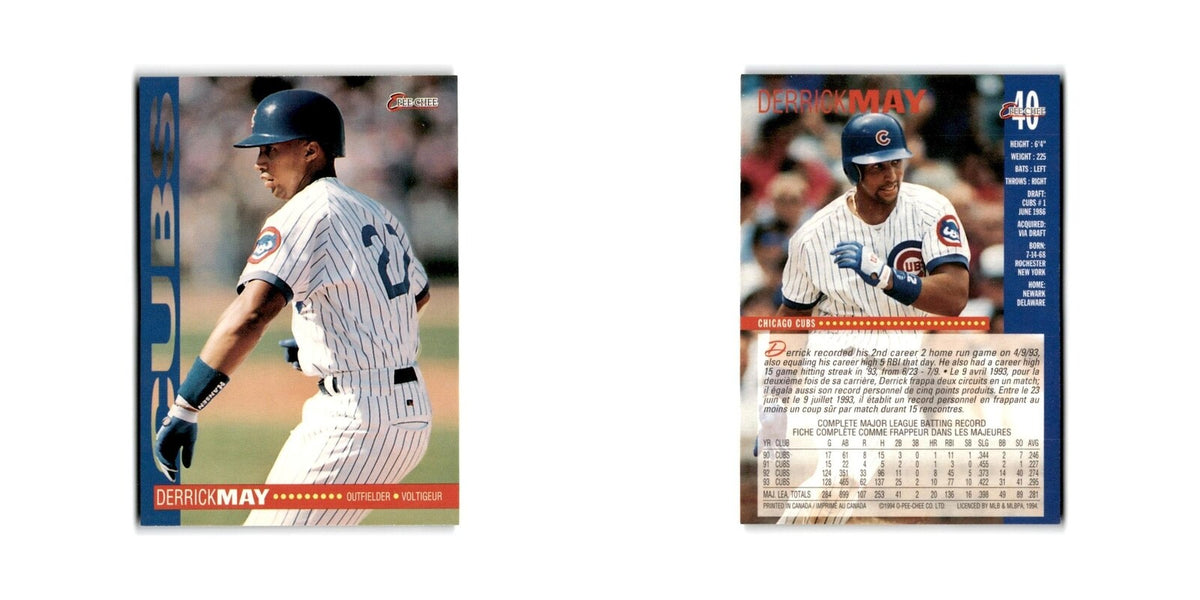 Derrick May 1994 O-Pee-Chee #40 Chicago Cubs Baseball Card NM