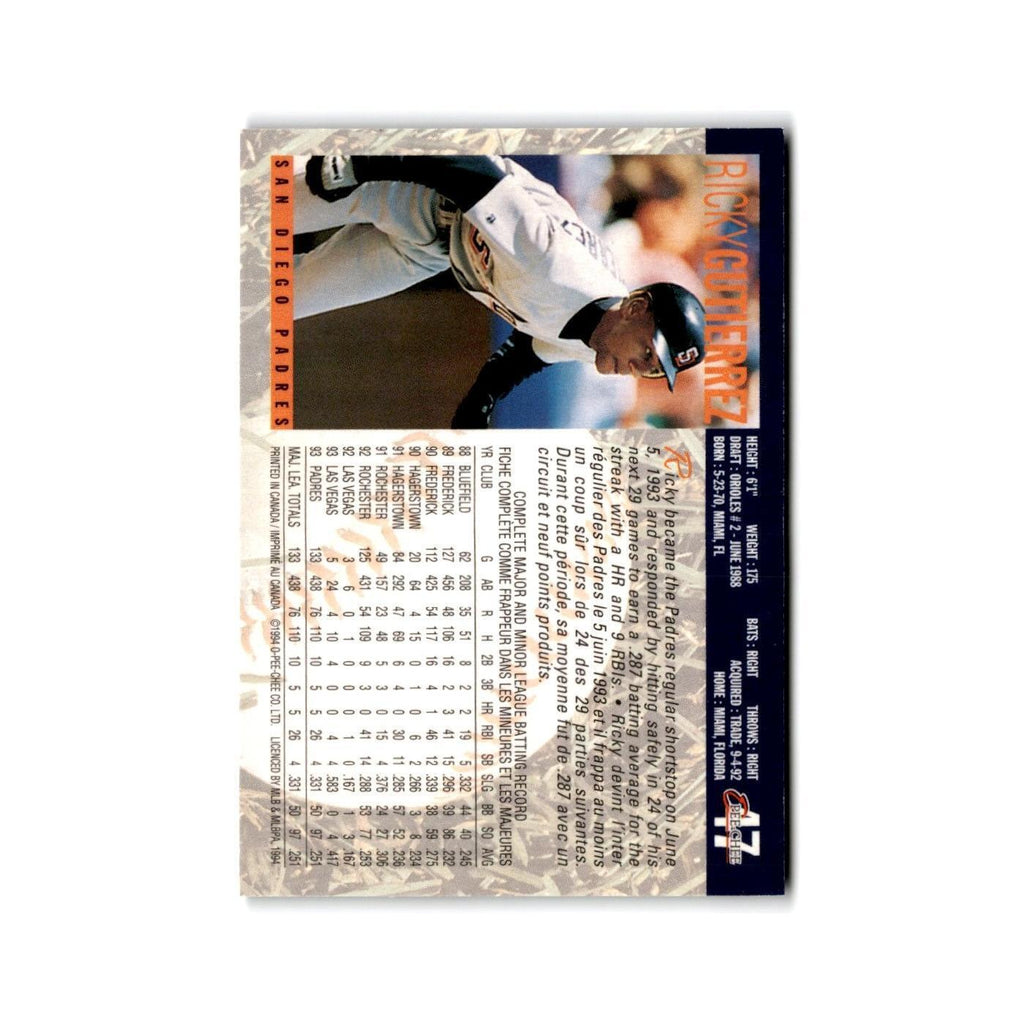 Ricky Gutierrez 1994 O-Pee-Chee #17 San Diego Padres Baseball Card NM
