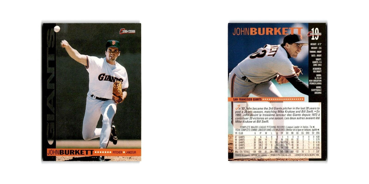 John Burkett 1994 O-Pee-Chee #19 San Francisco Giants Baseball Card NM
