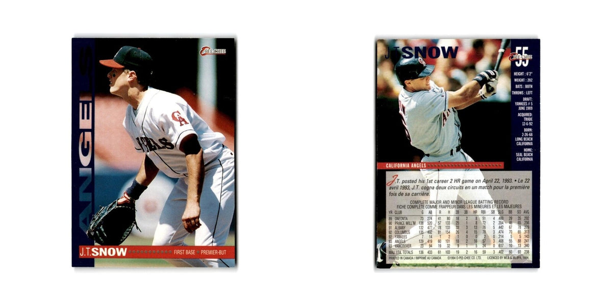 J.T Snow 1994 O-Pee-Chee #55 California Angels Baseball Card NM