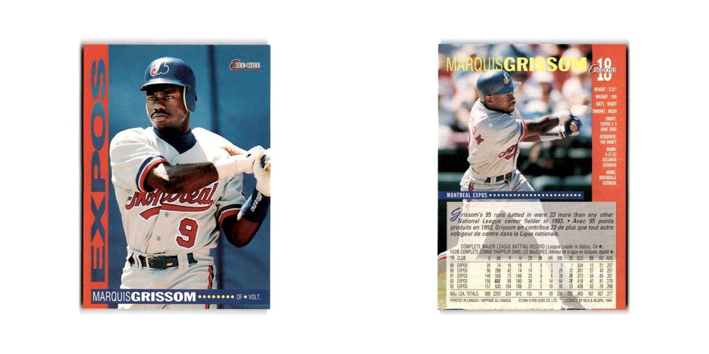 Marquis Grissom 1994 O-Pee-Chee #18 Montreal Expos Baseball Card NM