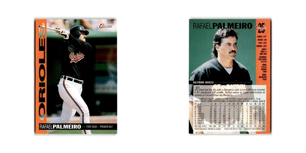 Rafael Palmeiro 1994 O-Pee-Chee #25 Baltimore Orioles Baseball Card NM