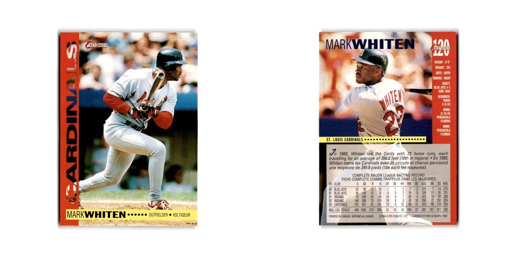 Mark Whiten 1994 O-Pee-Chee #120 St. Louis Cardinals Baseball Card NM