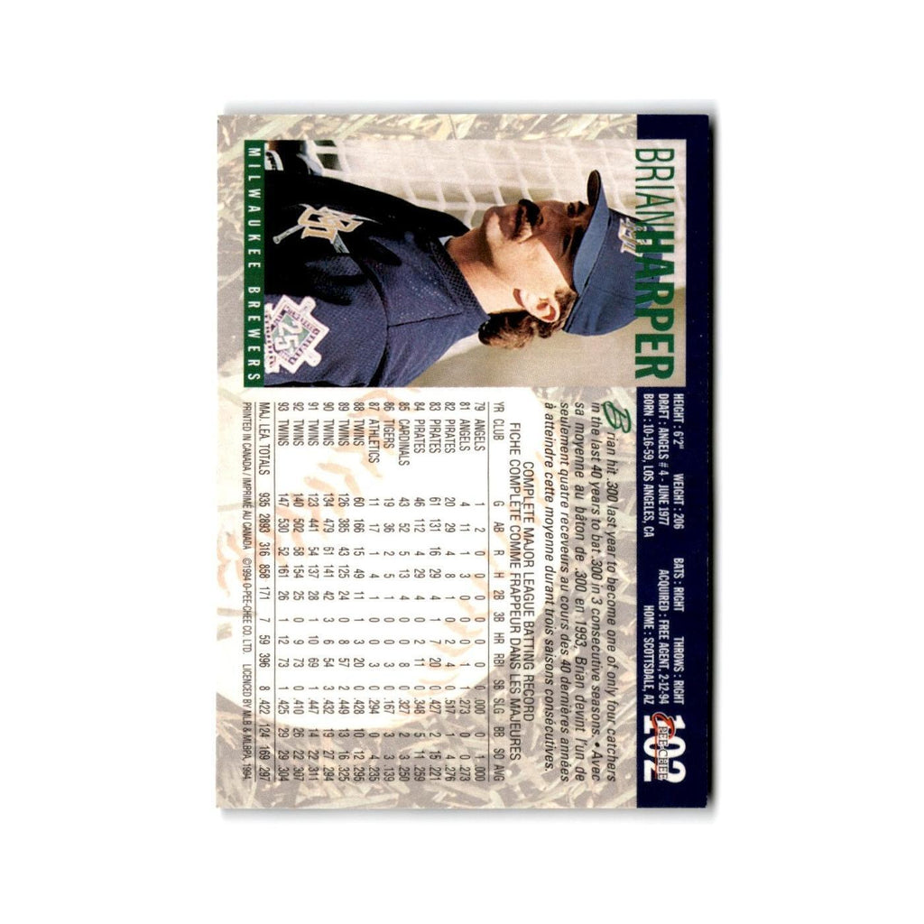 Brian Harper 1994 O-Pee-Chee #102 Milwaukee Brewers Baseball Card NM
