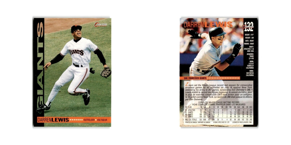 Darren Lewis 1994 O-Pee-Chee #132 San Francisco Giants Baseball Card NM