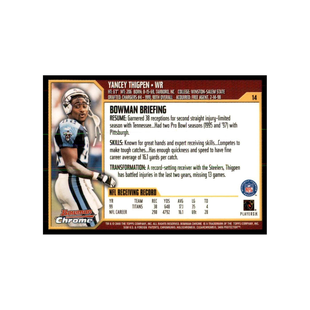 2000 Bowman Chrome Yancey Thigpen Football Cards #14