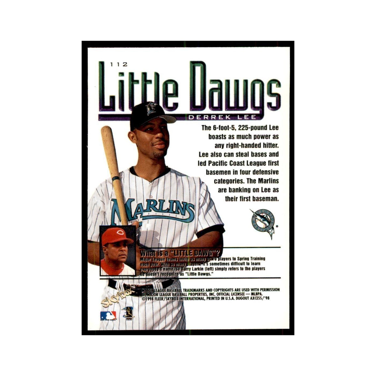 1998 SkyBox Dugout Axcess Derrek Lee Baseball Cards #112