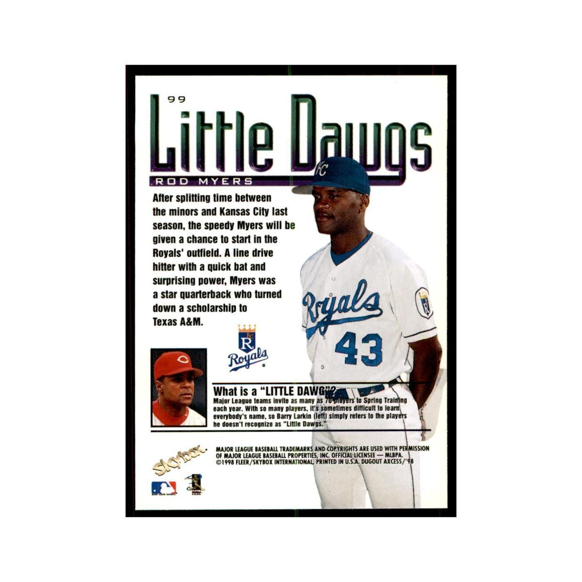 1998 SkyBox Dugout Axcess Rod Myers Baseball Cards #99