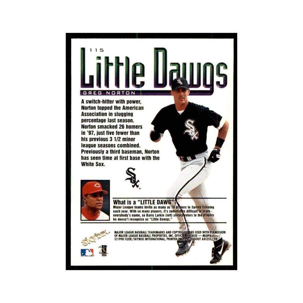 1998 SkyBox Dugout Axcess Greg Norton Baseball Cards #115
