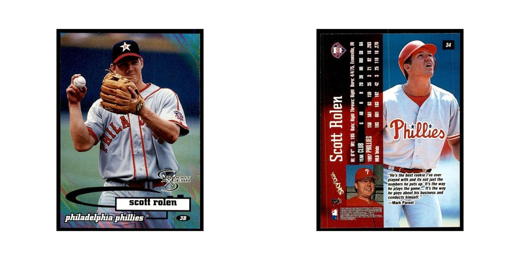 1998 SkyBox Dugout Axcess Scott Rolen Baseball Cards #34
