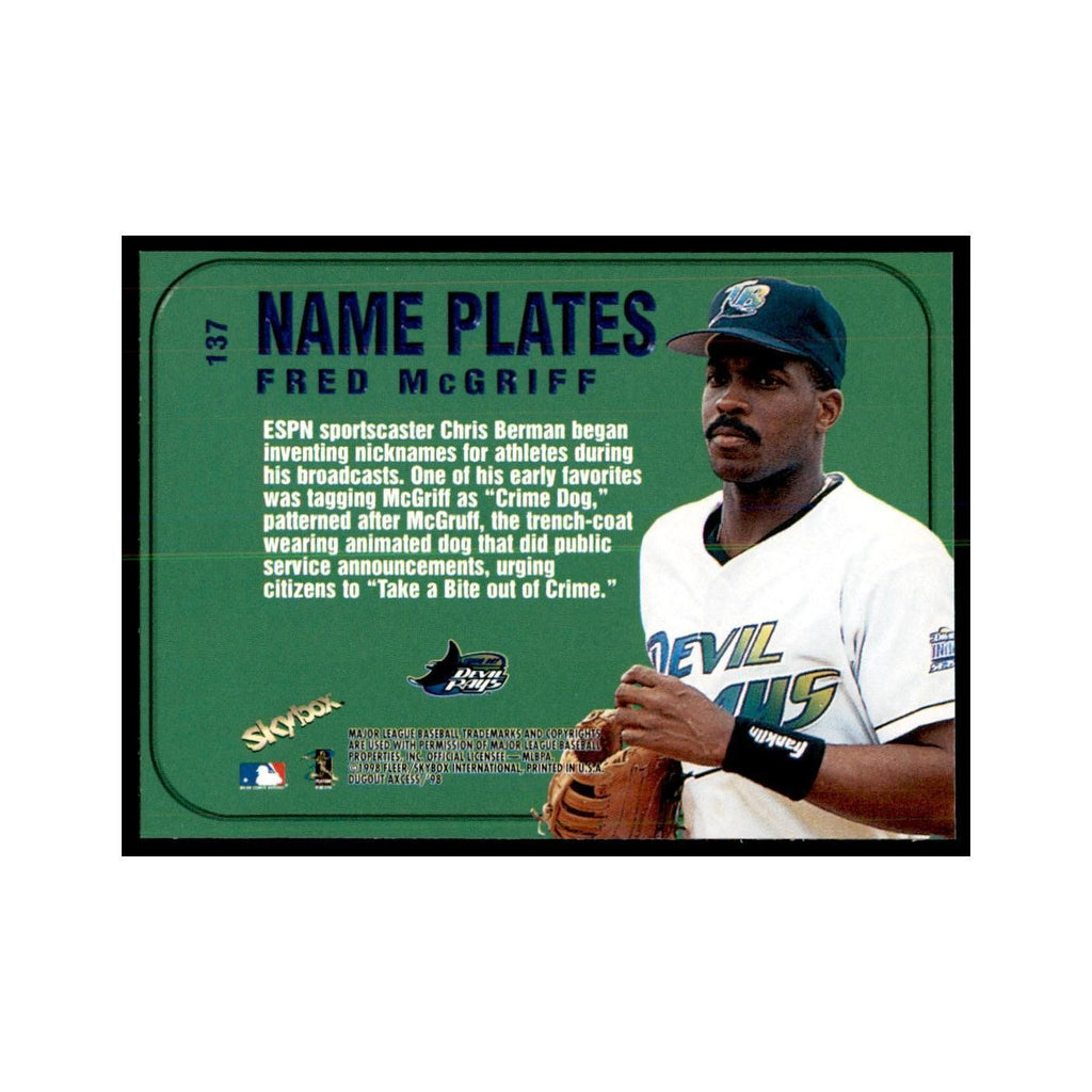 1998 SkyBox Dugout Axcess Fred McGriff Baseball Cards #137