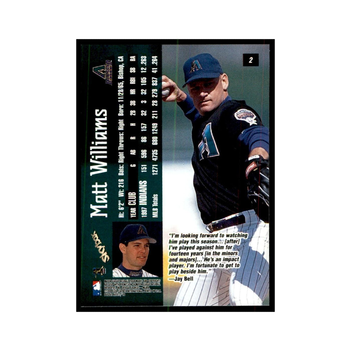 1998 SkyBox Dugout Axcess Matt Williams Baseball Cards #2