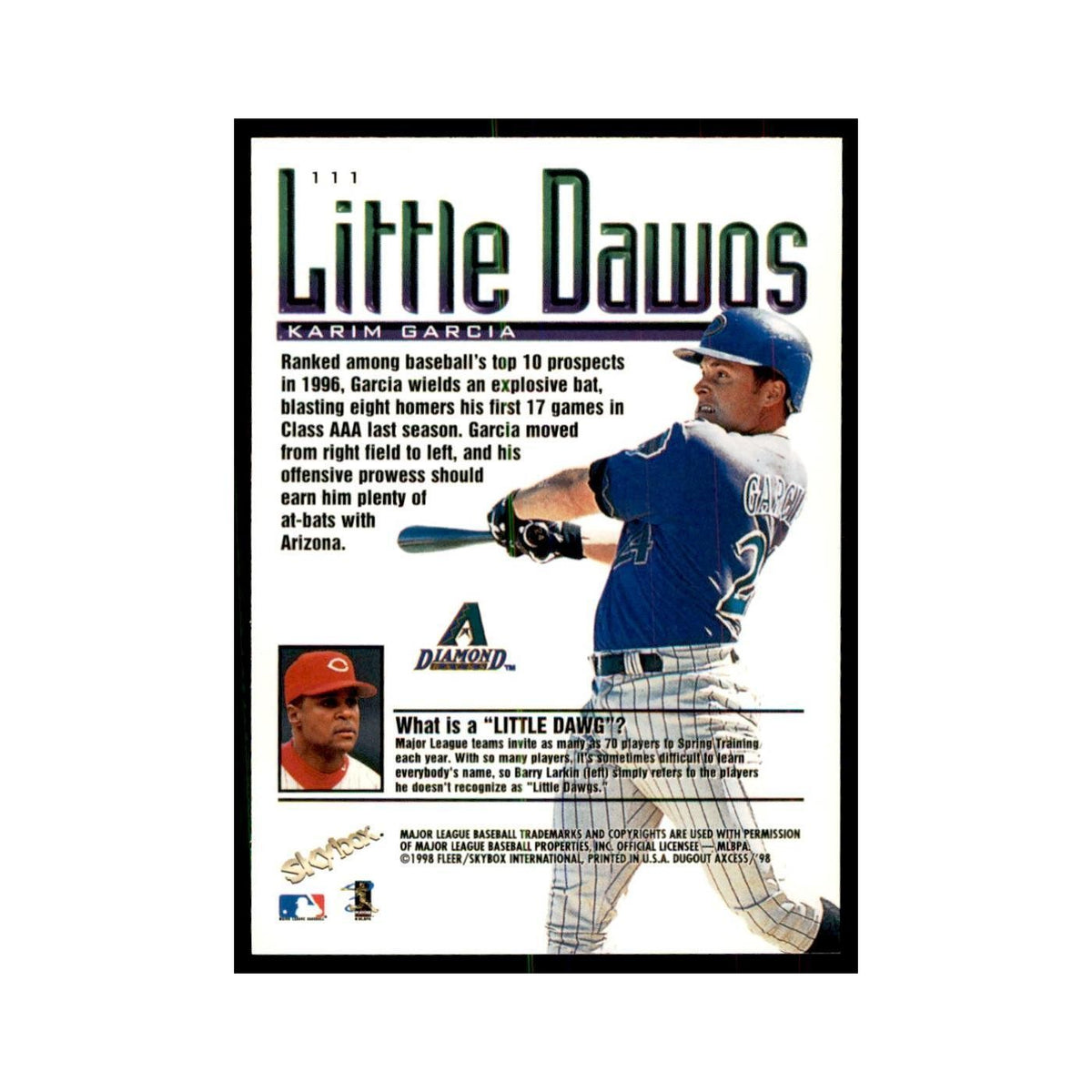 1998 SkyBox Dugout Axcess Karim Garcia Baseball Cards #111