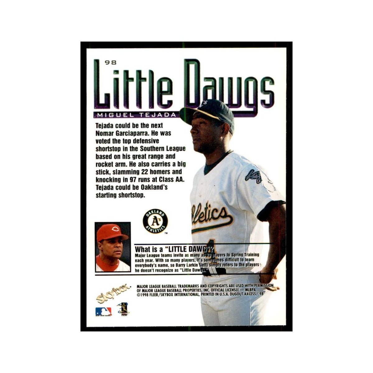 1998 SkyBox Dugout Axcess Miguel Tejada Baseball Cards #98