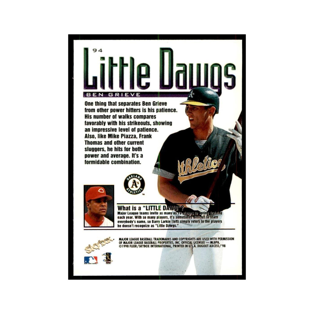 1998 SkyBox Dugout Axcess Ben Grieve Baseball Cards #94