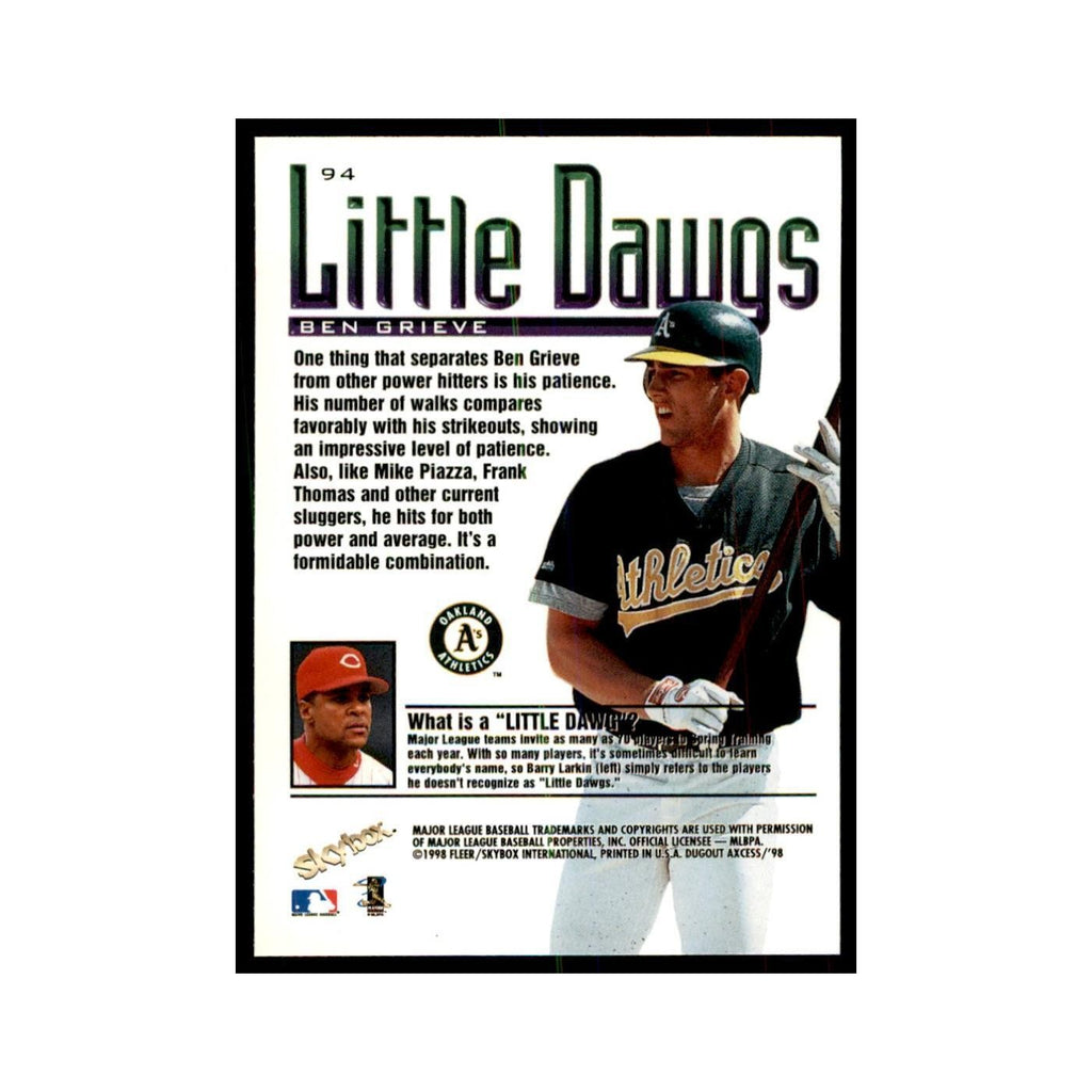 1998 SkyBox Dugout Axcess Ben Grieve Baseball Cards #94