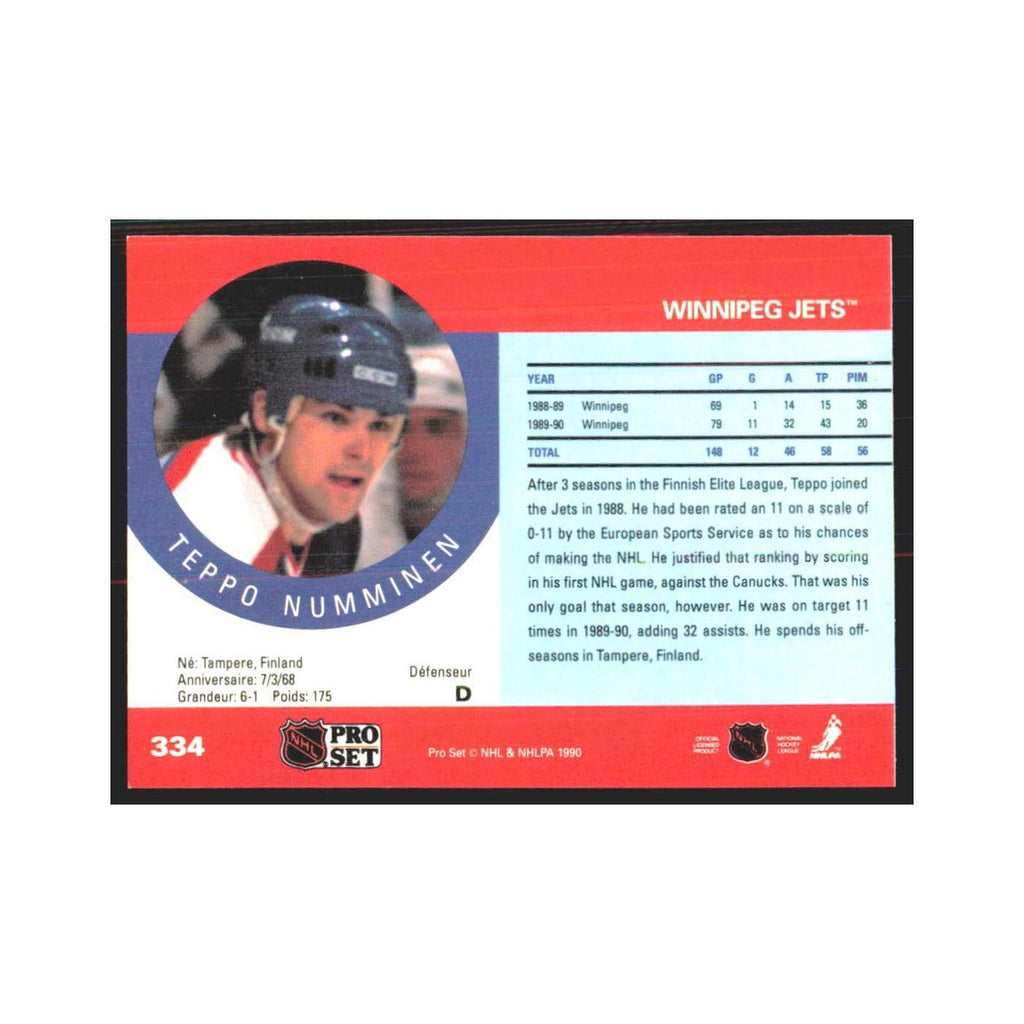 1990 Pro Set Teppo Numminen Winnipeg Jets #334