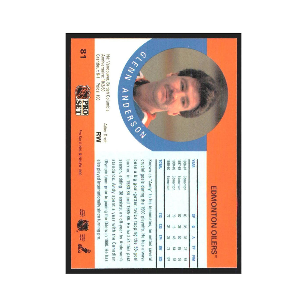 1990 Pro Set Glenn Anderson Edmonton Oilers #81