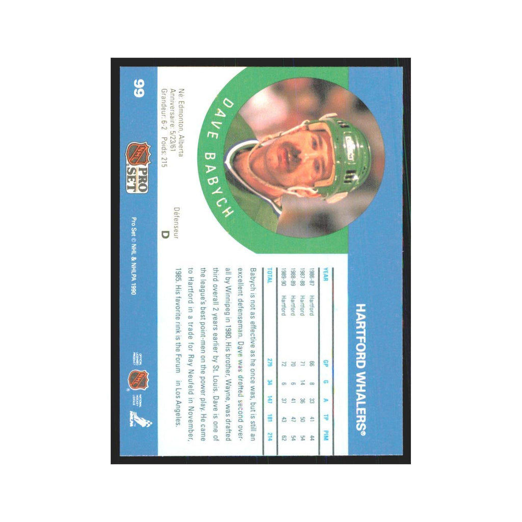 1990 Pro Set Dave Babych Hartford Whalers #99