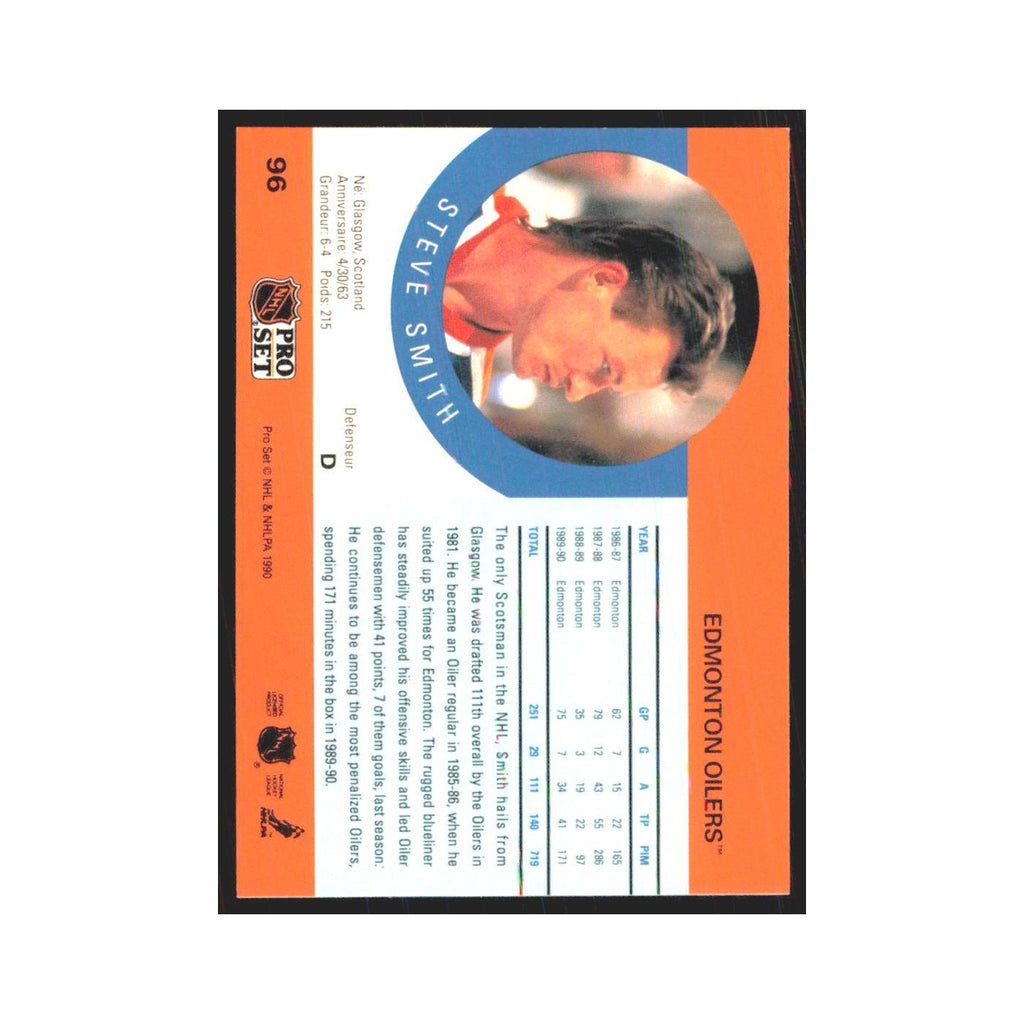 1990 Pro Set Steve Smith Edmonton Oilers #96