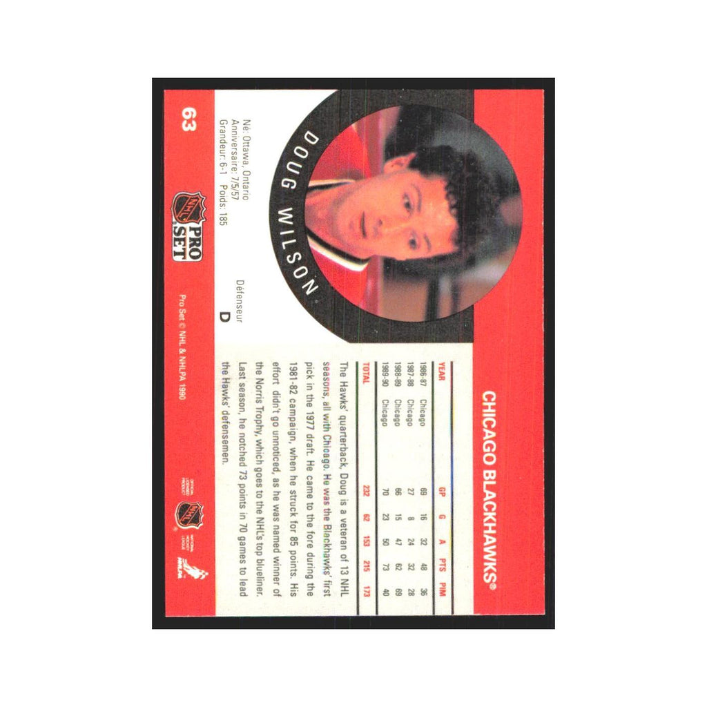 1990 Pro Set Doug Wilson Chicago Blackhawks #63