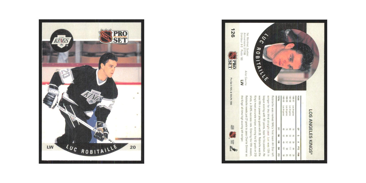 1990 Pro Set Luc Robitaille Los Angeles Kings #126