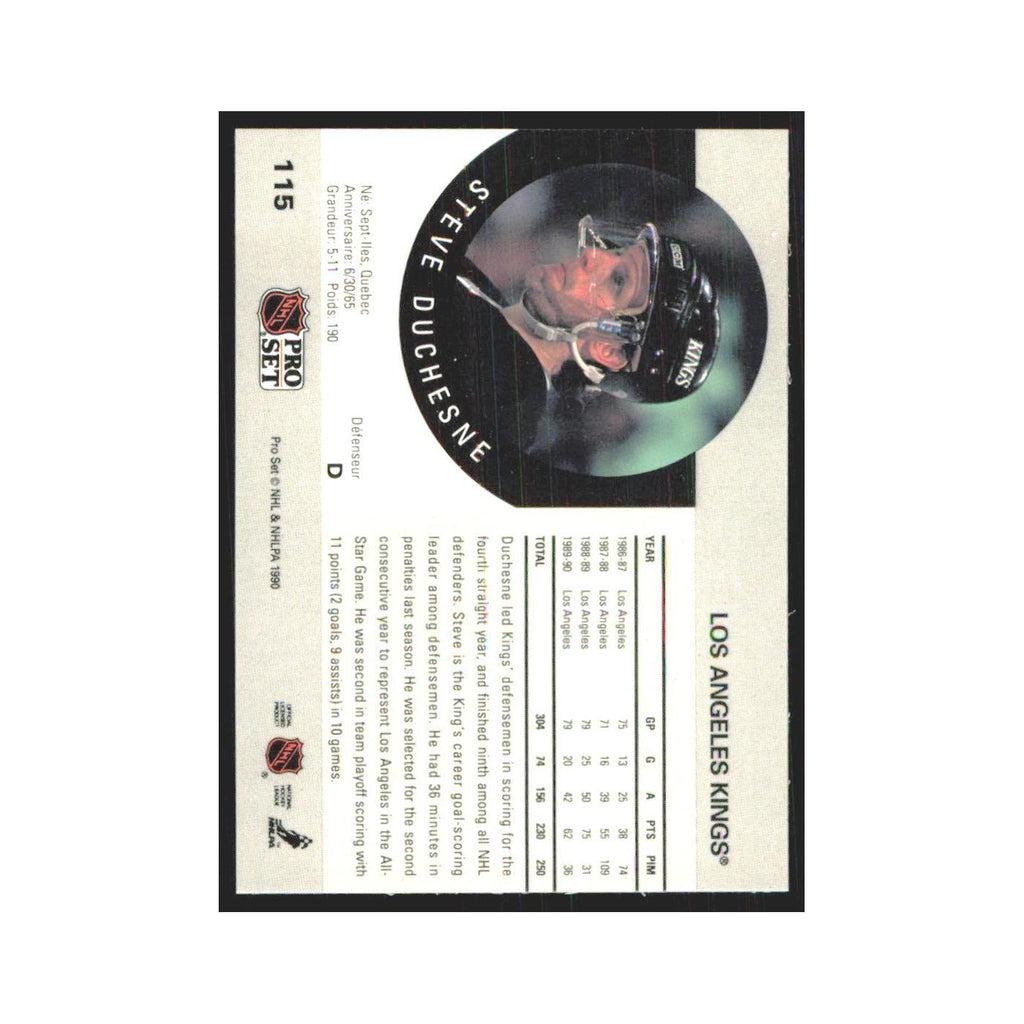 1990 Pro Set Steve Duchesne Los Angeles Kings #115