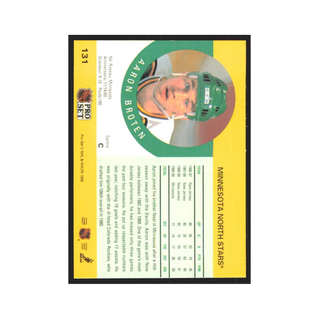1990 Pro Set Aaron Broten Minnesota North Stars #131