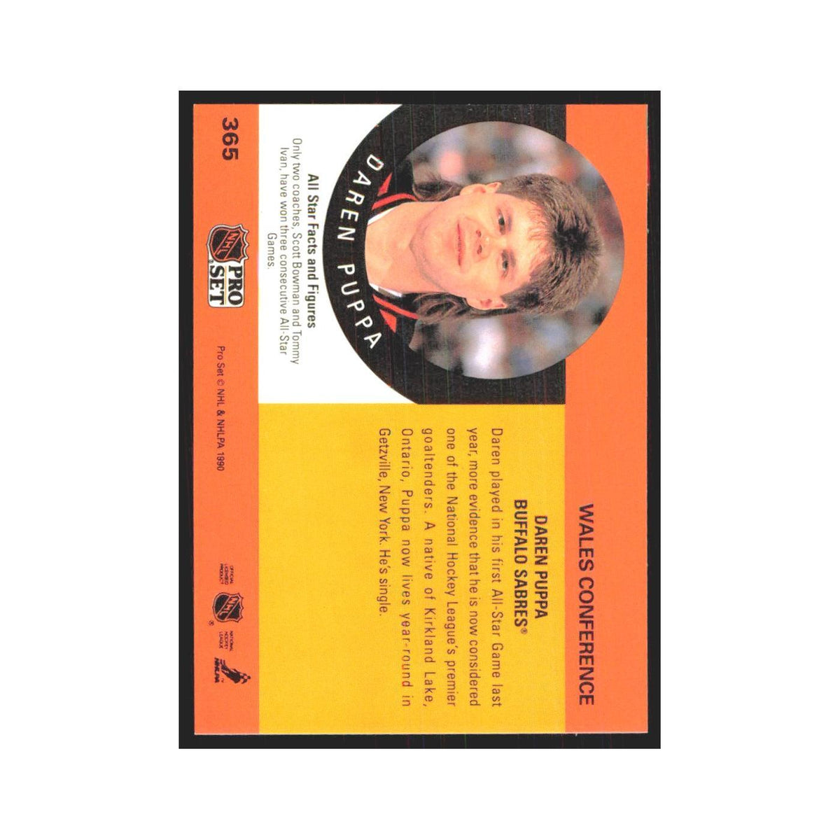 1990 Pro Set Daren Puppa Buffalo Sabres #365