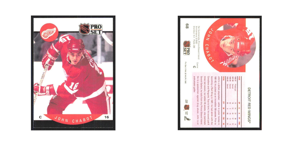 1990 Pro Set John Chabot Detroit Red Wings #68