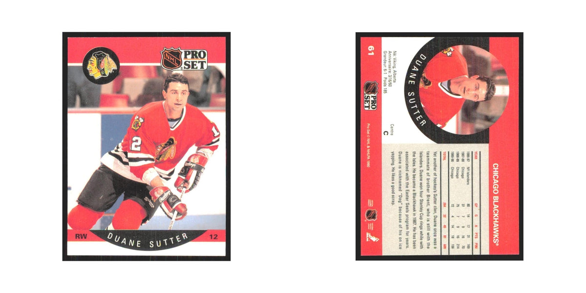 1990 Pro Set Duane Sutter Chicago Blackhawks #61A