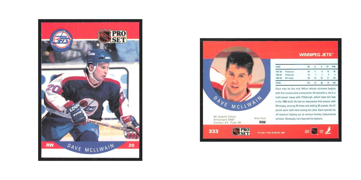 1990 Pro Set Dave McLlwain Winnipeg Jets #333