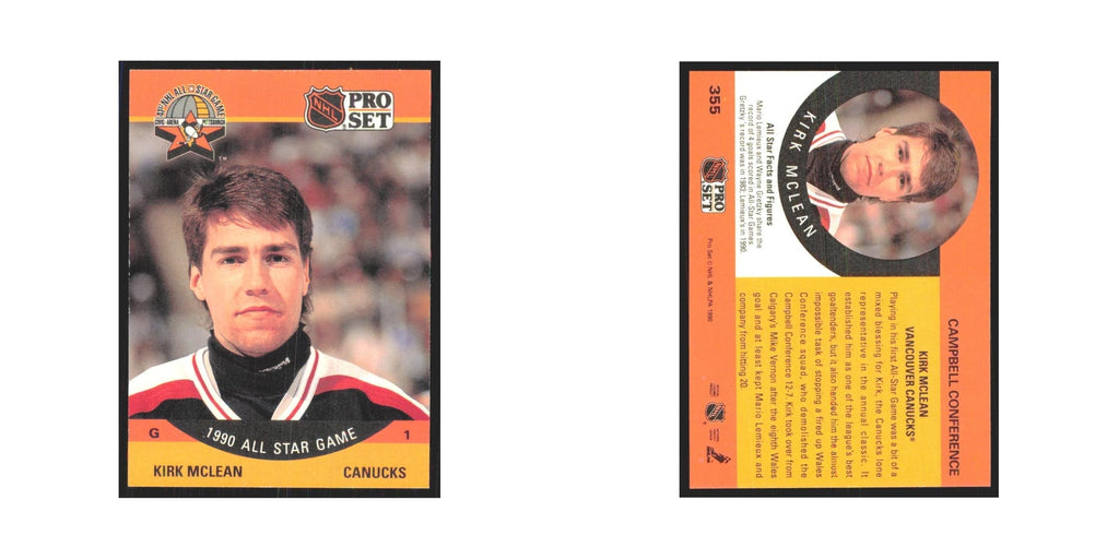 1990 Pro Set Kirk McLean Vancouver Canucks #355