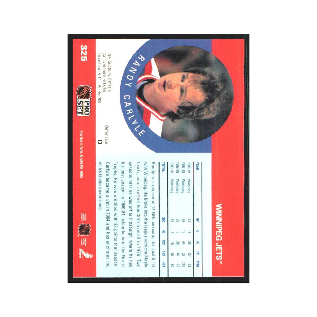 1990 Pro Set Randy Carlyle Winnipeg Jets #325