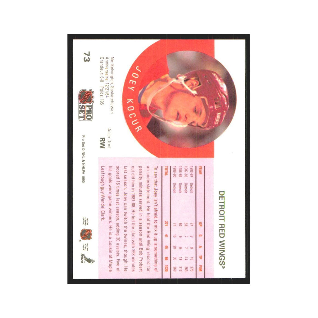 1990 Pro Set Joey Kocur Detroit Red Wings #73