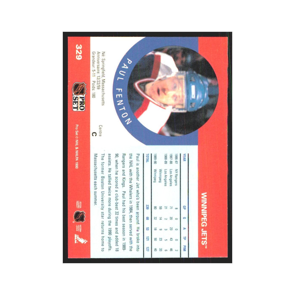 1990 Pro Set Paul Fenton Winnipeg Jets #329