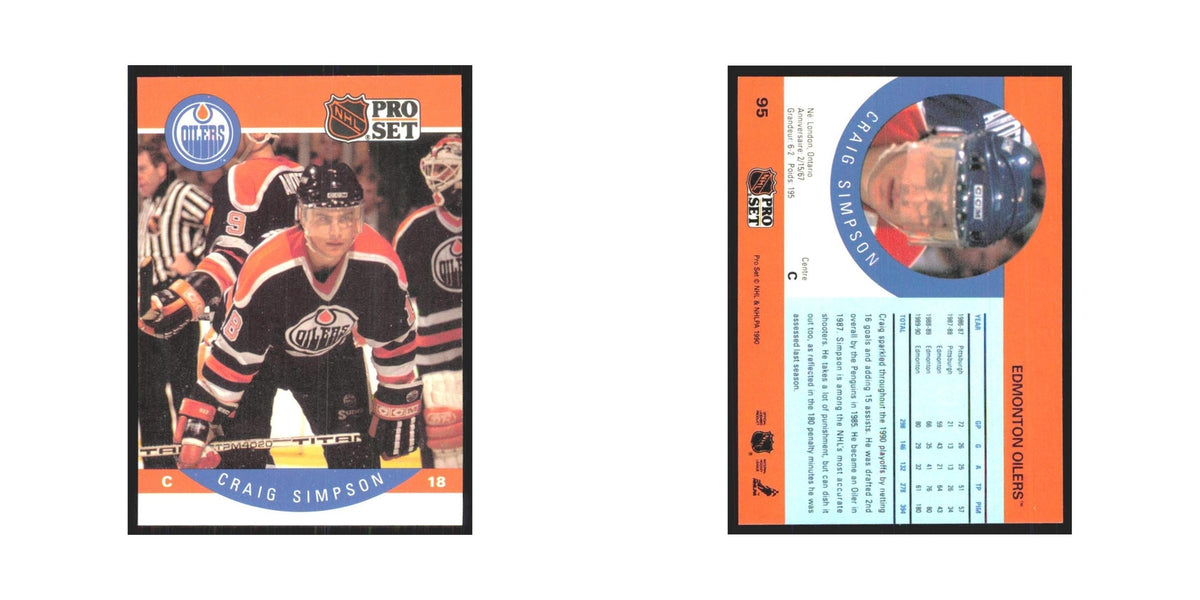 1990 Pro Set Craig Simpson Edmonton Oilers #95