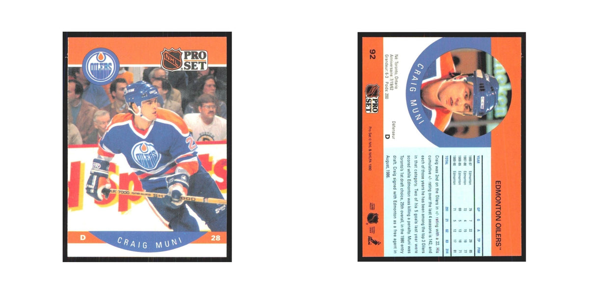 1990 Pro Set Craig Muni Edmonton Oilers #92