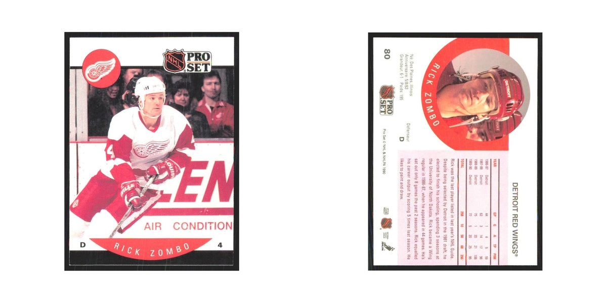 1990 Pro Set Rick Zombo Detroit Red Wings #80