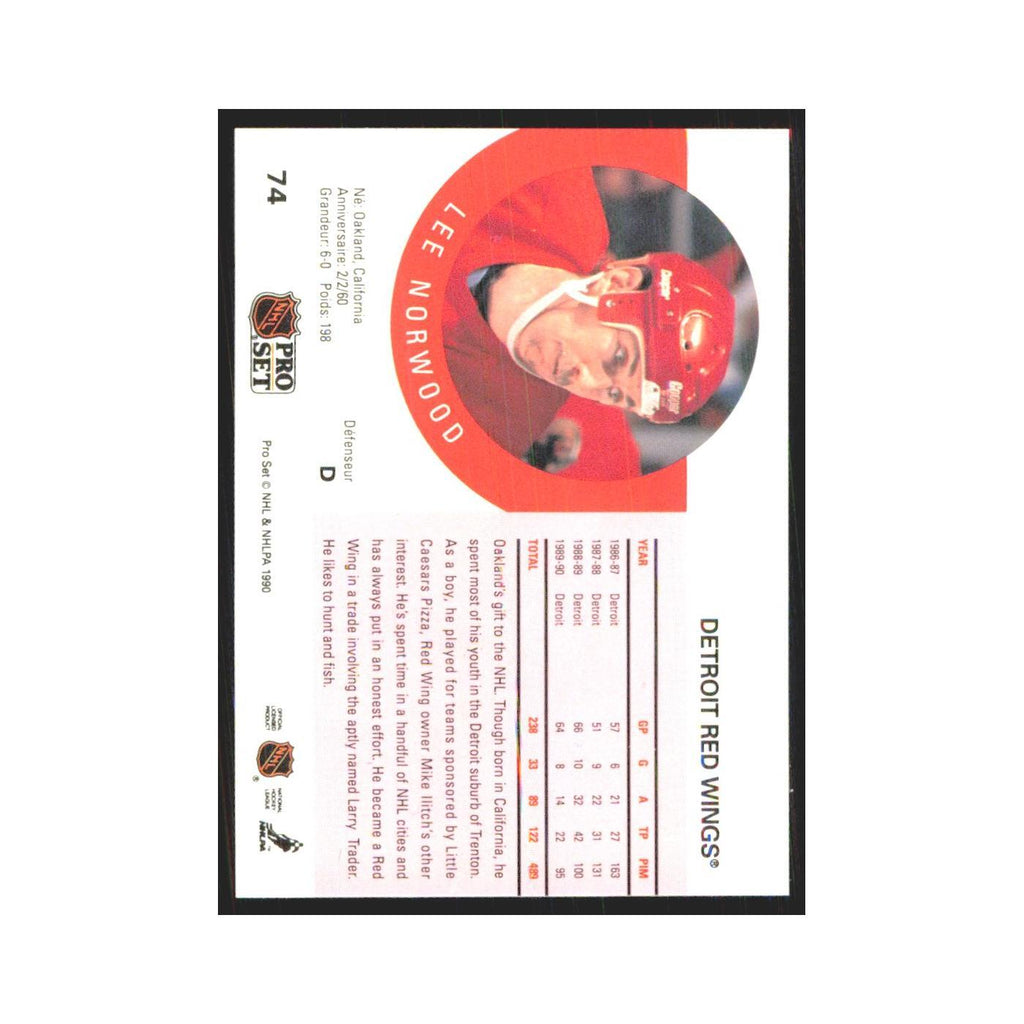 1990 Pro Set Lee Norwood Detroit Red Wings #74