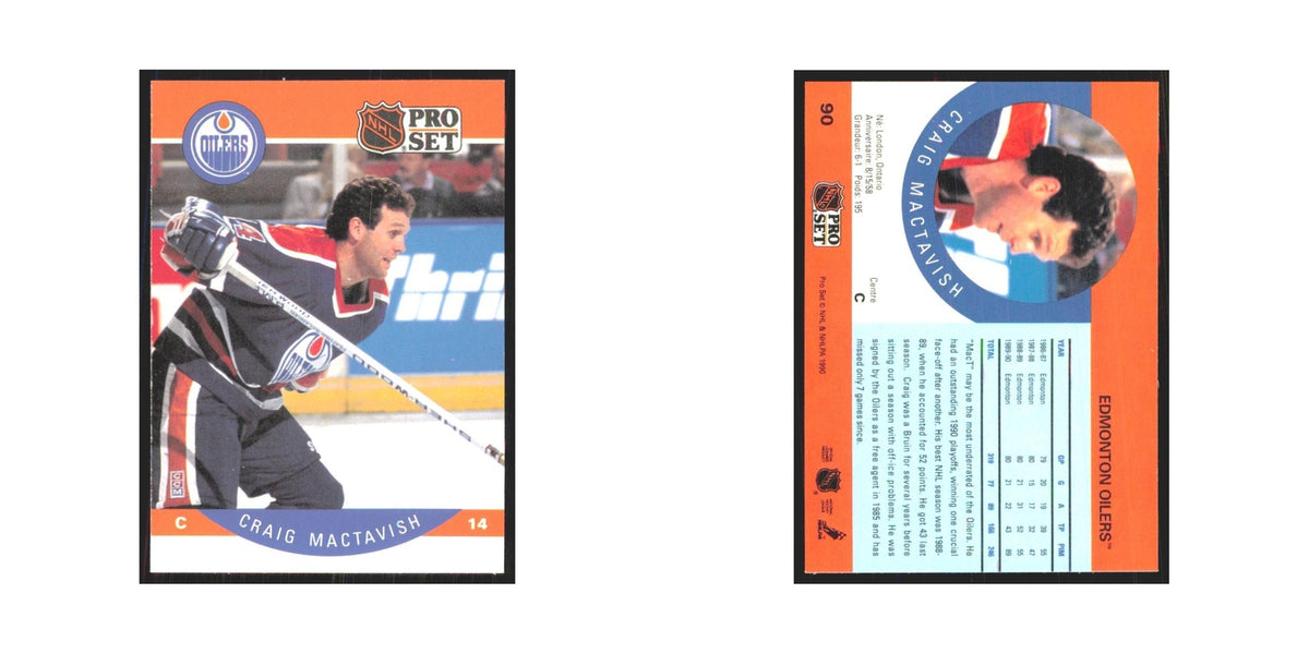 1990 Pro Set Craig MacTavish Edmonton Oilers #90