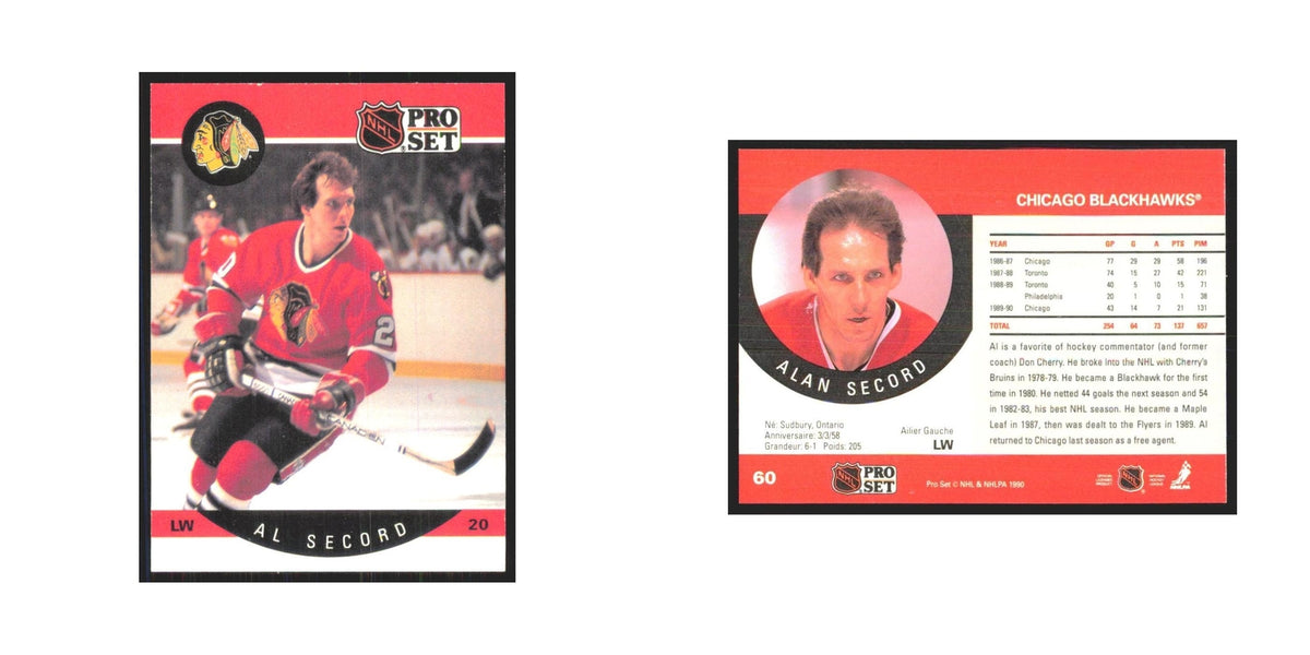 1990 Pro Set Alan Secord Chicago Blackhawks #60