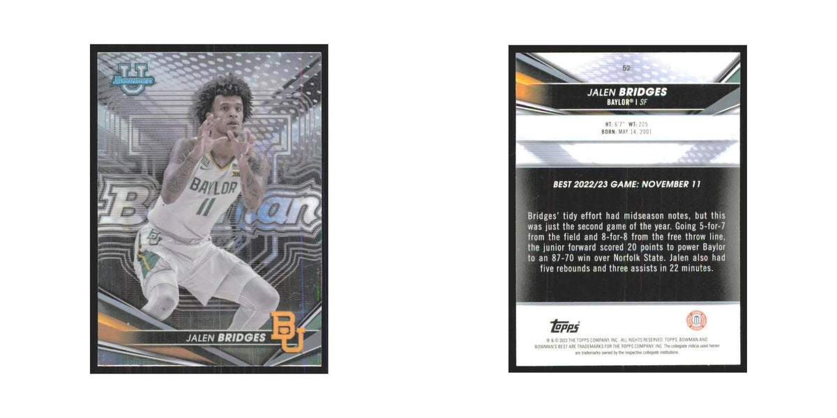 2023 Bowman University Best Jalen Bridges Baylor Bears #52